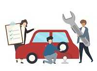 Car repair service concept illustration