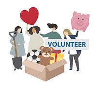 Donation and volunteering community service illustration