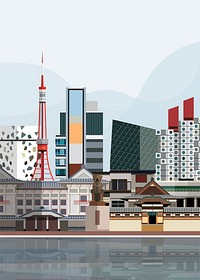 Illustration of Japanese landmarks