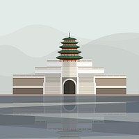 Illustration of pagoda of Gyeongbokgung Palace