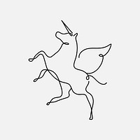 Unicorn logo element, line art animal illustration vector