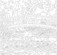 The Water Lily Pond (1899) by Claude Monet: adult coloring page