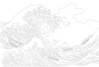 The Great Wave of Kanagawa (1829–1833) by Katsushika Hokusai: adult coloring page