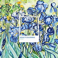 Irises (1889) by Vincent van Gogh adult coloring page
