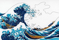 The Great Wave of Kanagawa (1829&ndash;1833) by Katsushika Hokusai: adult coloring page