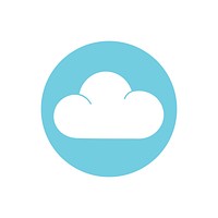 Cloud sign on blue circle graphic illustration