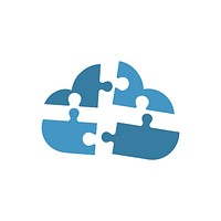 Cloud shaped blue jigsaws graphic illustration