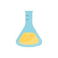 Laboratory flask with yellow solution graphic illustration