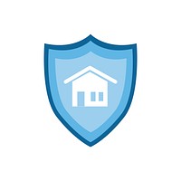 House sign on blue shield graphic illustration