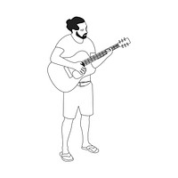 Illutrated bearded man playing guitar