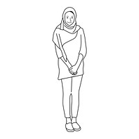 Illustrated islamic woman covered with hijab