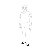 Illustrated mature woman standing alone