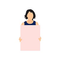 Illustrated woman holding blank paper