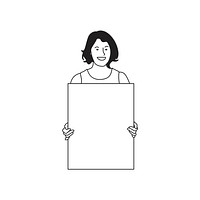 Illustrated woman holding blank paper
