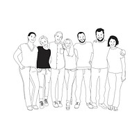 Illustration of diverse people arms around each other