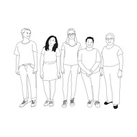 Illustrated diverse casual people