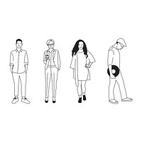 Illustrated diverse casual people