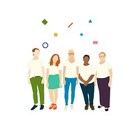 Illustrated diverse casual people