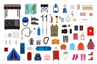 Collection of camping icon illustration