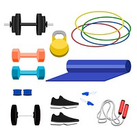 Collection of fitness equipment icons