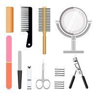 Collection of women cosmetic toiletries icons