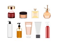 Collection of women skincare product icons