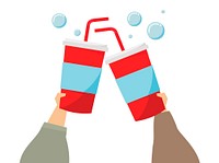 Illustration of hands holding soda drinks