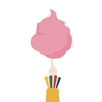 Illustration of a hand holding cotton candy