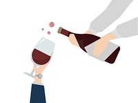 Illustration of wine being served