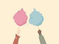 Illustration of hands holding cotton candy