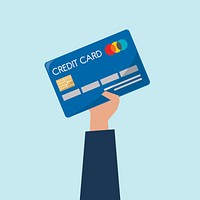 Illustration of hand holding credit card