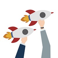 Illustration of launching business rockets