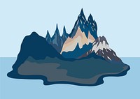 Painted mountain view landscape illustration