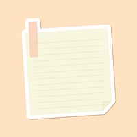 Beige lined notepaper journal sticker vector