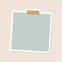 Sage green grid notepaper journal sticker vector