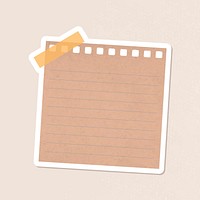 Brown lined notepaper journal sticker vector