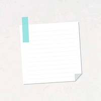 White lined notepaper with a blue Washi tape sticker vector