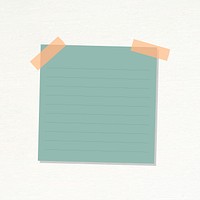 Green lined notepaper journal sticker vector