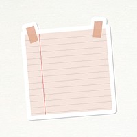 Nude pink lined notepaper journal sticker vector