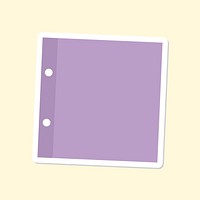Purple hole punched notepaper journal sticker vector