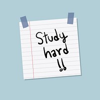 Study hard sticky note illustration