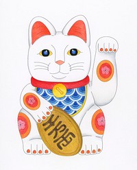 Japanese beckoning cat adult coloring