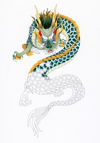 Japanese style dragon adult coloring