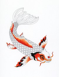 Japanese koi adult coloring page