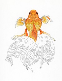 Japanese goldfish adult coloring page