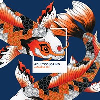 Japanese koi adult coloring page