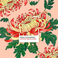 Chrysanthemum flower design adult coloring page