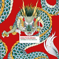 Japanese style dragon adult coloring page