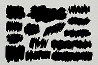 Black brush stroke graphic element set