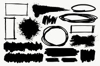 Brush element in black vector on white background set